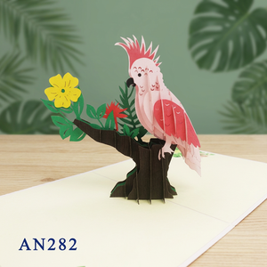 Handmade Customized Folk Art Pink Cockatoo 3D Pop <b>Card</b> Laser Cut Paper Animal Art Wedding <b>Birthday</b> Envelope Gift Crafts Offset - Product Image 2
