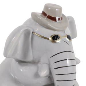 Statuetta di Elefante in Ceramica con Cappello e Occhiali da Sole, Scultura Moderna in Gres per Arredamento Casa, Bagno, Ufficio, Scaffale - Product Image 6