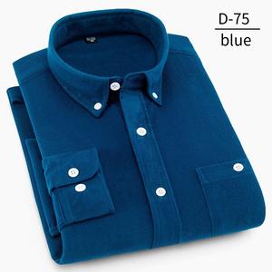 Camisa de pana para hombre de manga larga para hombres de mediana edad y jóvenes, camisa de pana holgada informal de negocios de color sólido <span class=keywords><strong>sin</strong></span> planchar - Product Image 4