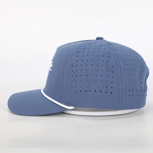 Wholesale <strong>Custom</strong> Oem BSCI High Quality Embroidery Logo 5 Panel Rope <strong>Hat</strong>,Blue Polyester Gorras,Laser Cut Hole Trendy Baseball Cap - Product Image 3