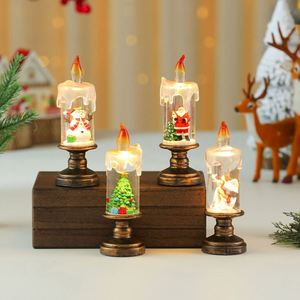 Custom Flameless LED Christmas Candle <b>Light</b> PVC Plastic Snow Globe Base Holiday Decoration Bulk OEM <b>Timer</b> Function AXGIFTS - Product Image 5