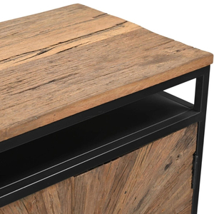 Industrial Wagon Wood <b>Sideboard</b> Cabinet with Black Metal Coating Mild Steel Frame Natural Wood Finish <b>Storage</b> Console for Home - Product Image 4