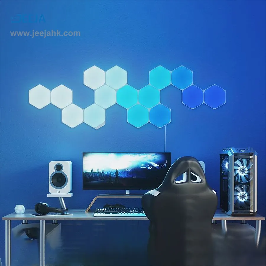 Gaming Room Setup LED Hexagonal Modular Touch Lights Ideas 2020 New DIY Honeycomb Quantum Lamp for Home Decor