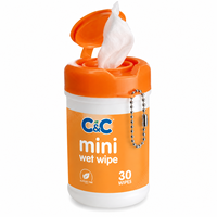 Lingettes nettoyantes humides pour canettes, format mini porte-clés, 30 lingettes