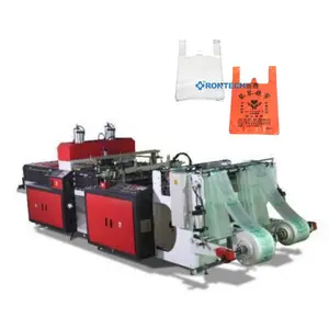 Full automatic double-line output plastic bag making machine disposable shopping bag carry bags production line