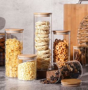 Heat Resistant 600ml High Borosilicate Glass <b>Storage</b> Jars Sealed Bamboo Lid Microwavable BPA Free Dishwasher Safe Kitchen - Product Image 1