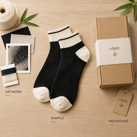Chaussettes en Fibre de Bambou Noires et Ivoire Respirantes en Maille Tricotée pour Hommes, Talon et Bout Renforcés, Taille Personnalisée, Logo, Emballage OEM ODM