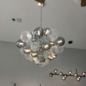 Luce di lusso fumoso grigio ferro scandinavo <span class=keywords><strong>lampadario</strong></span> rombo palla a bolle di vetro per soggiorno camera da letto mostra Middle MY9754 - Product Image 2