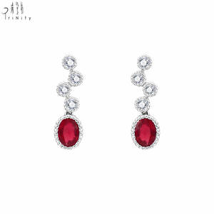 Boucles d'oreilles clous pour femme en or massif 18 carats avec diamants naturels véritables et rubis sang de pigeon, design minimaliste et tendance, collection de bijoux fins, vente chaude - Product Image 1
