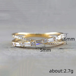 Anello di Diamanti H395 in Oro Bianco, Fede Nuziale da Donna con Diamanti Naturali Taglio Baguette Colore G - Product Image 5