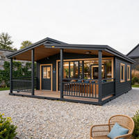 Rumah Prefabrikasi Kontainer Lipat 20FT 40FT Desain Sayap Ganda Tirai Kaca Villa Modern Hotel Sistem Tenaga Surya