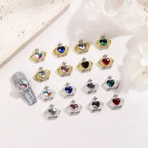 New diamond crown alloy nail charms for nail art decoration 3D beauty manicure accessories supplier