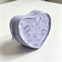 Dompet Hati Motif Batu Lavender, Organizer Mini PU Lembut untuk Makeup, Alat Tulis, Kunci & Earphone