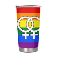 Gobelet isotherme personnalisé en acier inoxydable de 20 oz (motif arc-en-ciel) pour les voyages urbains et les barbecues en bord de rivière