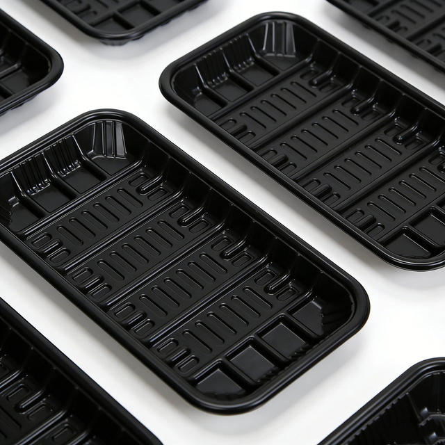 Hot Sale Disposable PP Blister Rectangular Plastic Tray in Clear Black for Supermarket Meat Vegetables Fruits Packaging