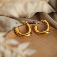 Minimaliste 316L Acier Inoxydable Métal Haute Qualité Insolite Boucles D'oreilles Or 18K PVD Plaqué Antirouille Bijoux De Mode