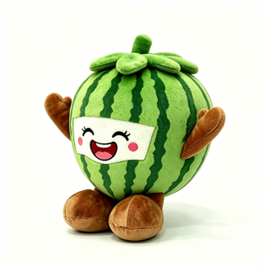 Peluche mignonne en forme de pastèque, jouet en peluche doux et moelleux en forme de fruit avec visage et membres souriants, peluche pastèque pour enfants et l'été - Product Image 1