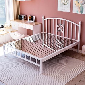 Tsuneyuki Metal <b>Bed</b> 1.5m/1.8m <b>Double</b> Size European Style Minimalist Bedroom Frame - Product Image 1