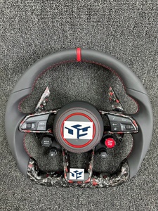 Volante de Fibra de Carbono y Cuero Personalizado para Audi, Nuevo Estilo Actualizado con Botón de Encendido, Compatible con R8 TT RS <span class=keywords><strong>RS3</strong></span> 4 5 6 7 A4 A6 Q3 Q5 Q7 - Product Image 6