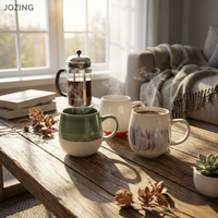 Vente en gros de tasses en céramique de 350 ml, tasses à café en porcelaine nordique pour café, hôtel, maison, couleurs et motifs variés