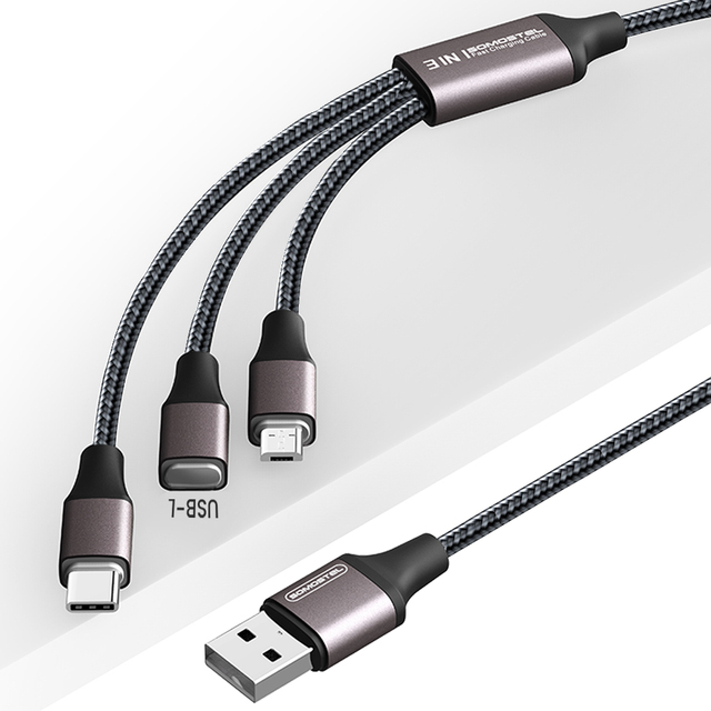 Somostel 3 in 1 Multi-port 3.1A Fast Charging Braided USB Data Cable with LED Light for Samsung