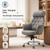 Chaise de bureau haut de gamme en PVC avec cadre en alliage d'aluminium, mécanisme de levage à gaz à quatre niveaux, base cinq étoiles sans roulettes, dossier haut ergonomique