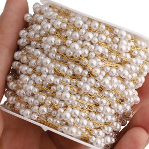 Cadena de Bolas con Cuentas de Perlas de Imitación de Acero Inoxidable Chapado en Oro de 18K al por Mayor para Collares Hechos a Mano para Mujer - Product Image 3