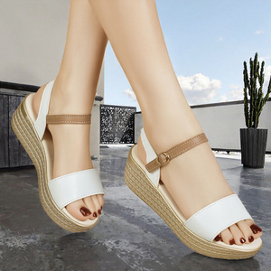 Sandales compensées pour femmes à bout ouvert avec bride de cheville, style mules à plateforme, chaussures décontractées d'été - Product Image 3