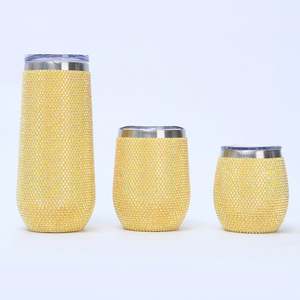 Mug isotherme en acier inoxydable sous vide, 12 oz, durable, en forme de U, avec strass, pour café - Product Image 1