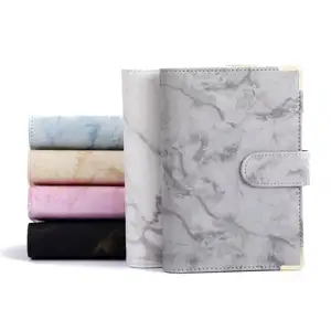 Carpeta de presupuesto de 6 anillos de cuero de mármol negro gris blanco rosa azul <span class=keywords><strong>libro</strong></span> A6 con sobres de efectivo disponibles para presupuestos - Product Image 1