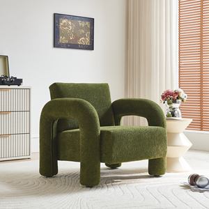 Canapé Modasi de luxe, écologique, style mid-century moderne, rembourré, une place, capitonné, extensible, avec accoudoirs, en tissu velours doré, pour hôtel, bureau - Product Image 3