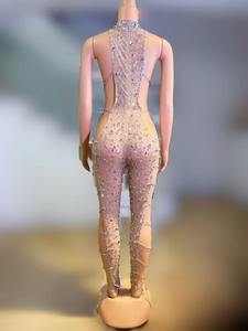 Traje sexy de discoteca para DJ, mono con pedrería y aberturas para mujer, disfraz de bailarina Gogo para fiesta de cumpleaños, atuendo de Drag Queen para Rave - Product Image 3