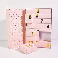Boîtes d'emballage de calendrier en carton rigide recyclé écologique rose faites à la main Fermeture magnétique Revêtement UV Gaufrage Éponge