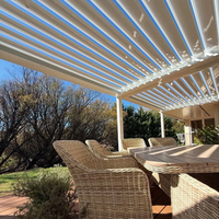 Pergola moderne en aluminium haut de gamme avec éclairage LED intégré et écran latéral à lamelles pour cuisine extérieure et patio