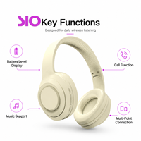 Casque sans fil Gertek avec affichage du niveau de batterie, connexion multipoint, stéréo 12H, BT 5.0