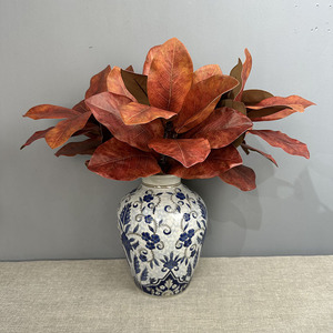 S261 di alta qualità artificiale verde ramo lascia artificiale vero tocco in lattice Magnolia arancio foglie di albero rami - Product Image 1