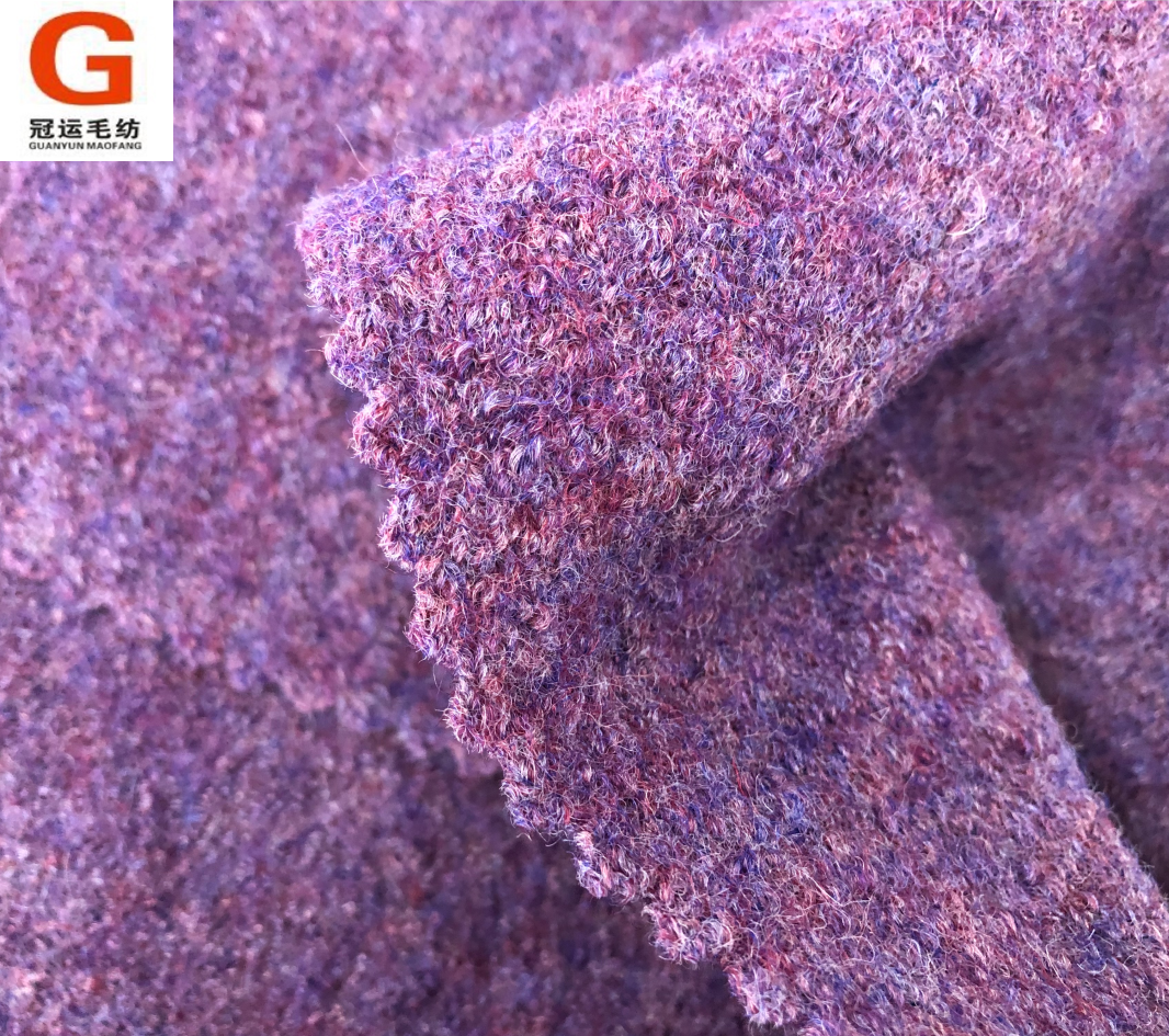 High quality wool viscose blend boiled wool purple wool blazer fabric
