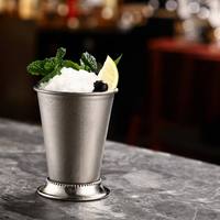 Tasse à Julep en acier inoxydable perlé, tasse à bière ou cocktail en métal poli, vaisselle de bar pour fêtes, vente en gros personnalisée OEM