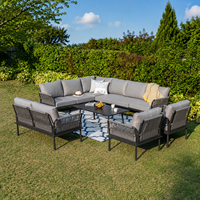 Modernes Outdoor-Gartensofa-Set mit Metallrahmen UV-Beständiges PE-Rattan Wasserdichte Kissen Rost- und Wasserfest Umweltfreundlich
