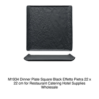 Assiette carrée noire 22 × 22 cm effet pierre M1934 51888B