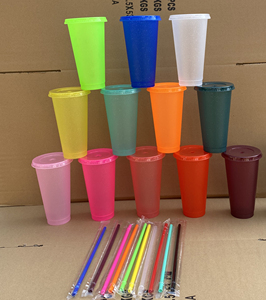 Vasos de Plástico Reutilizables de Gran Capacidad con Tapa y Pajita, 710 ml, con Logotipo Personalizado, para Camping y Actividades al Aire Libre, Cambian de Color - Product Image 2
