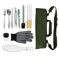 Ensemble d'outils de barbecue multifonctionnels en acier inoxydable 11 pièces, ensemble d'ustensiles de cuisine pour le camping, ustensiles de cuisine, outils de barbecue