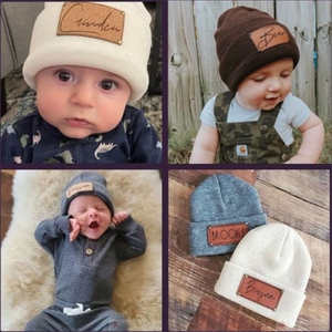 2024 Thời Trang Mới Dành Cho Người Lớn Trẻ Em Bé In Chữ Tùy Chỉnh Da Vá Dệt Kim Còng Mùa Đông Beanie Mũ Mũ Mũ Với 18 Màu Sắc - Product Image 2