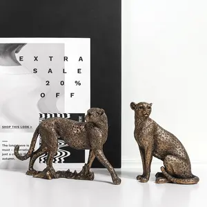 3 스타일 Polyresin 아프리카 표범 동상 수지 표범 조각 설정 스타일 홈 오피스 장식