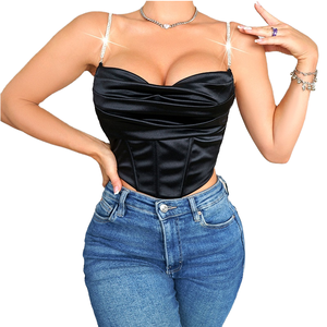 Top Corto Tipo Corsé Ajustado para Mujer 2026, Tejido de Punto Transpirable de Spandex/Algodón, Patrón Bordado Estampado, Estilo Sexy para Club - Product Image 3