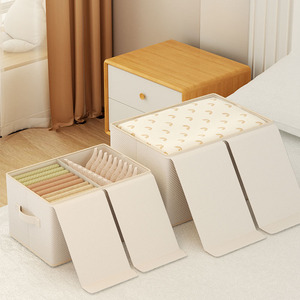 Clothing Organizer <b>Storage</b> <b>Box</b> Rectangle Foldable Washable With Handles Large Capacity Household Use - Product Image 1