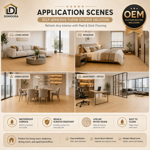 Dalles <span class=keywords><strong>de</strong></span> <span class=keywords><strong>sol</strong></span> en vinyle autocollantes Domoora, imperméables, ignifuges, épaisses, en PVC, pour appartement moderne - Product Image 3