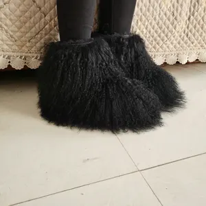 女の子の冬の暖かい靴のための毛皮で完全に覆われたファッションモンゴルの毛皮のブーツ羊の毛皮の雪のブーツ