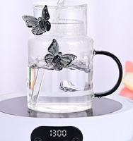Bouteille d'eau en verre Offre Spéciale Coupe en verre papillon Design avec paille