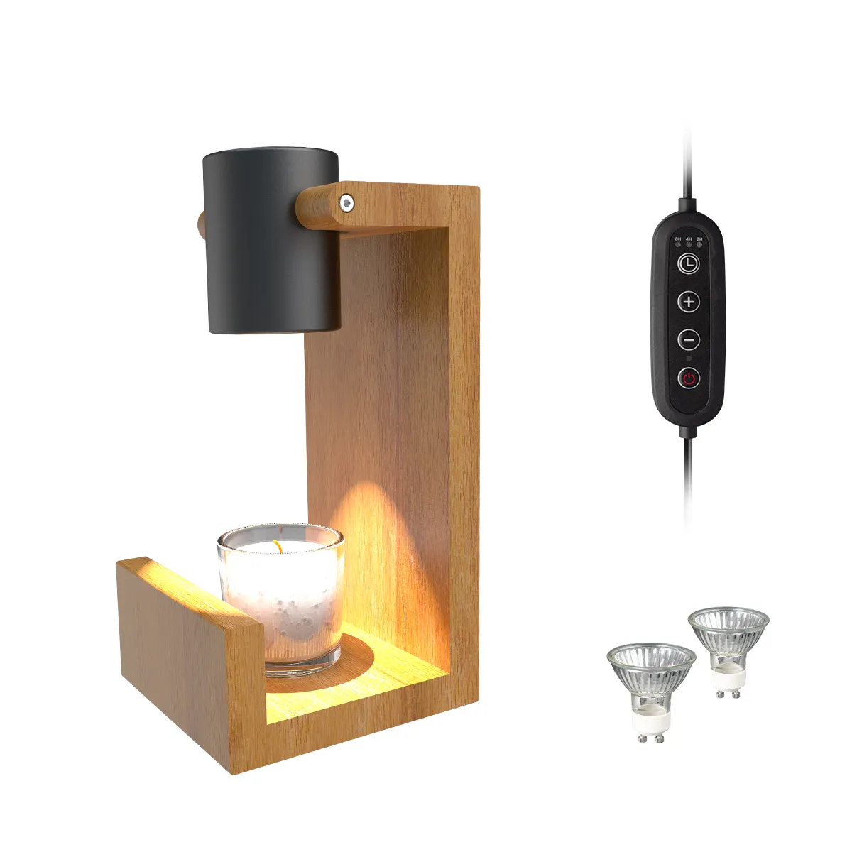 Nieuwste Patent Ontwerp Houten Luxe Aromatherapie Nachtlamp Kaars Warmer Elektrische Lamp Was Smeltbranders